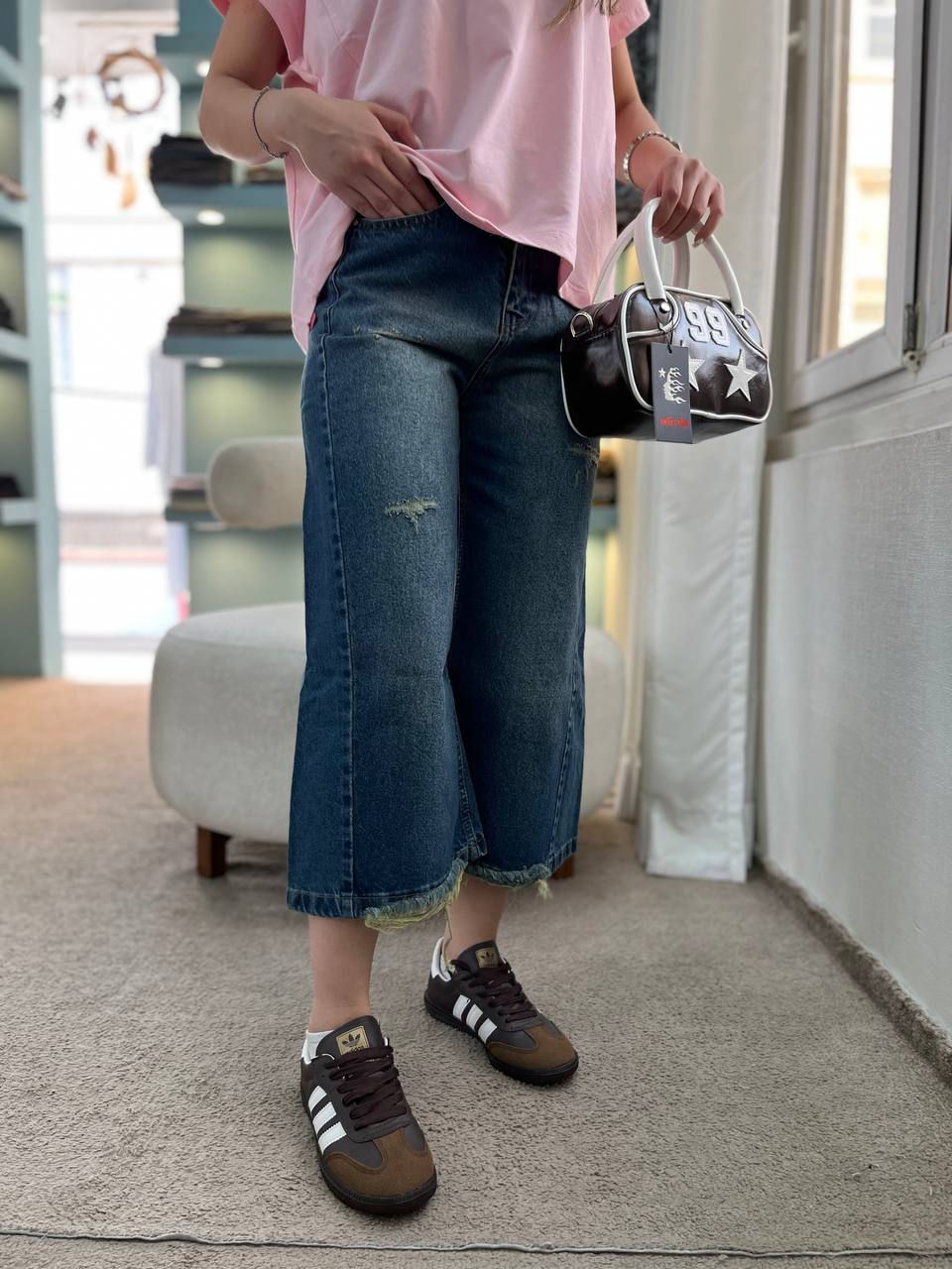 شلوار جین واید زنانه navy blue